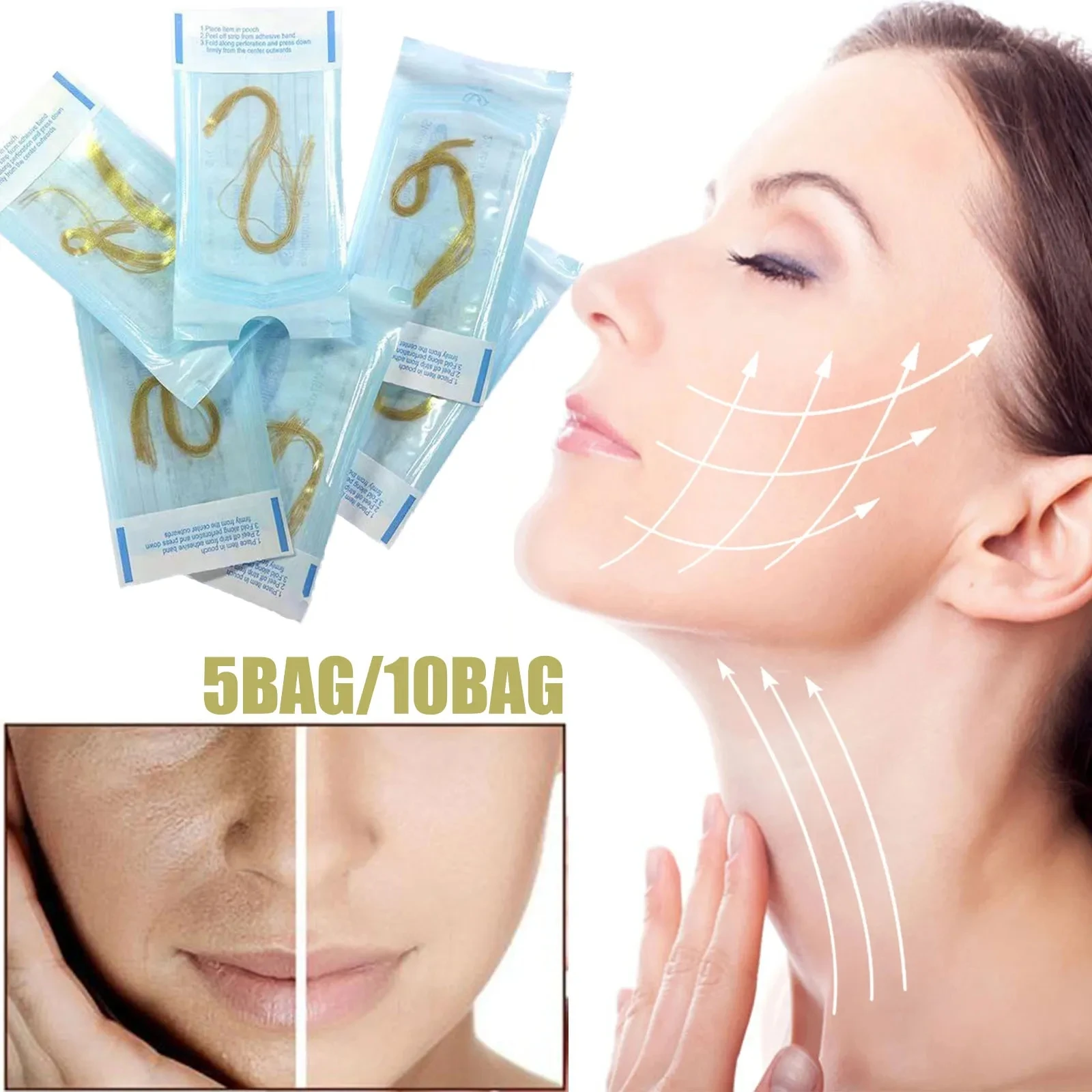 20-50Pcs Absorbent Collagen Threads No Needle Gold Protein Line Anti Aging Women Collagen Face Filler Protein Thread Skin Care