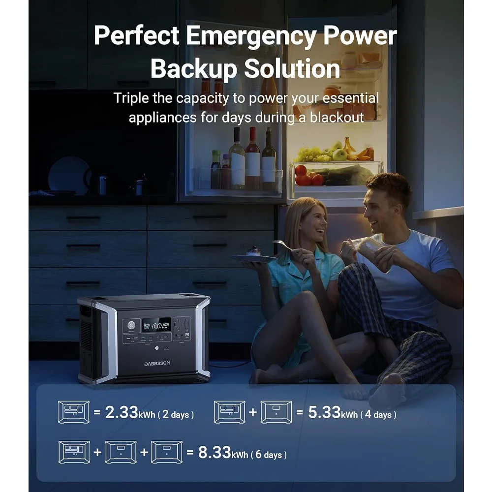 LiFePO4 Household Backup Battery, Portable Power Station, DBS23002330Wh, EV Semi-solid, 5 × 2200W, AC Power Socket 4
