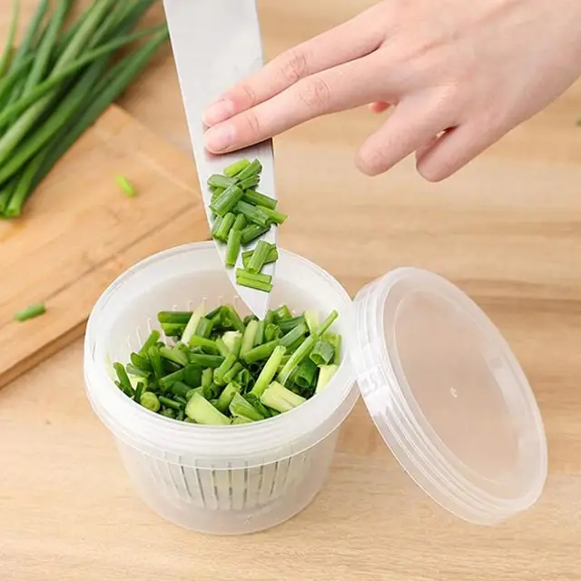 Fokhagymás Tartály Tároló Gyömbér Zöldség Lezárt Kerek Őrző Hagyma Gyümölcs Szervező Kemping Konyhához - Image 2