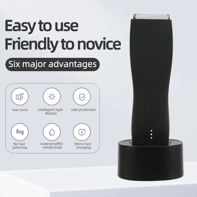 Electric Shaver Body Hair Trimmer Hair Removal Epilator Hair Removal Tool Electric Groin Hair Trimmer Men's Body Grooming Clipper Pubic Epilator Ceramic Blade Waterproof Male Hygiene Razor Safe Shaver
