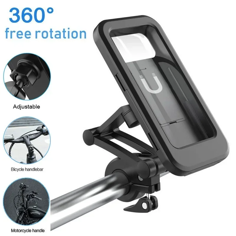 Universal Waterproof Bicycle Mobile Phone Holder Motorcycle Stands 360°Swivel Adjustable Bike Holder for 4.7-6.8" Mobile Phone