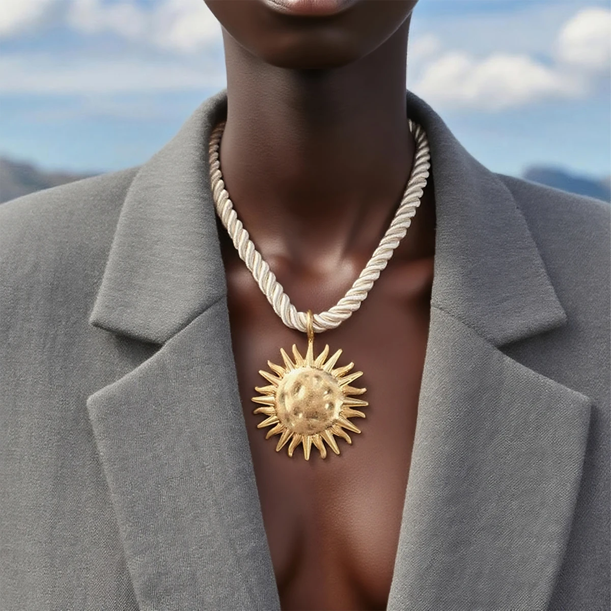 2262203-7b38f6.jpeg Sc784a6563a1e476facba8b105c6b711aP Vintage Metal Sun Flower Pendant Necklace for Women Rope Chain Collar Jewelry Beach Party Fashion Accessories Gift Mallzona