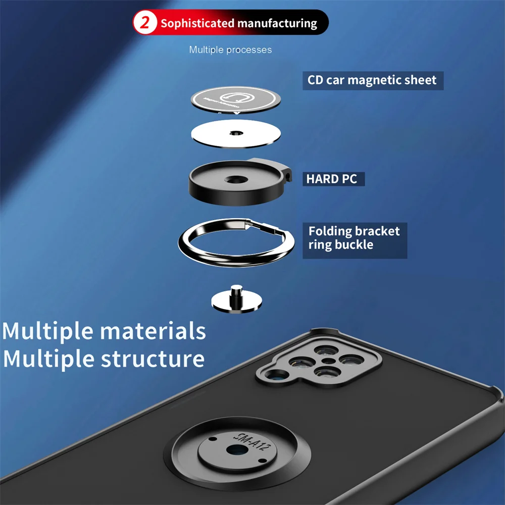 Shockproof Matte Case with Metal Ring Holder Cover