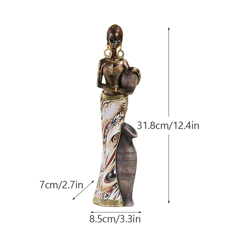 Vintage African Style Resin Handicraft Ornaments - Black Women's Art Sculptures
