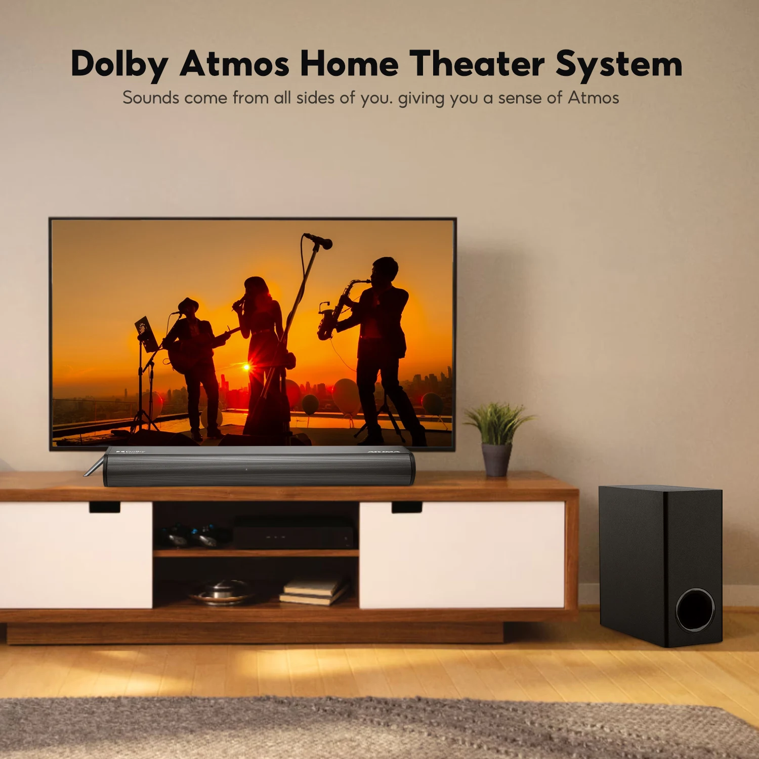 AIYIMA S07 SoundBars Bluetooth 5 Inch Subwoofer 3D Surround 2.1channel ARC OPT AUX for Smart TV with Dolby Atmos Sound System