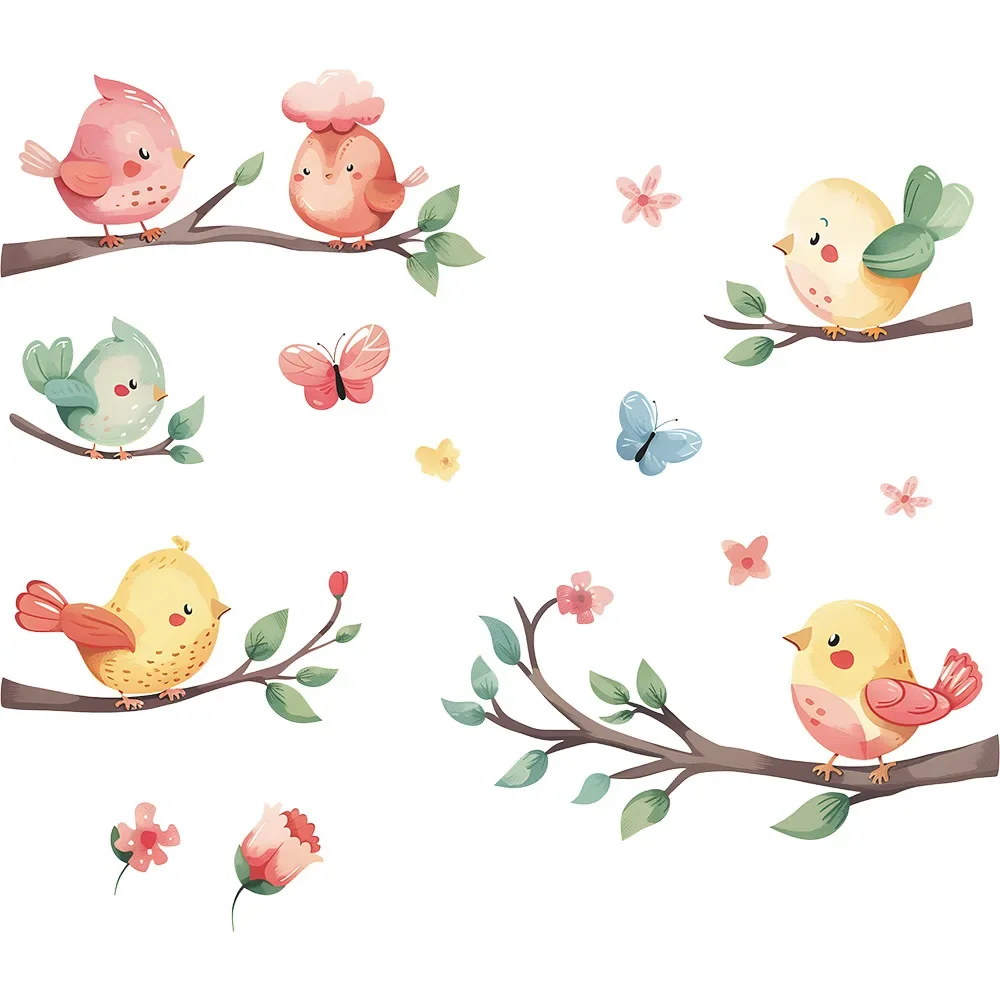 1PCS Cardone Cute Twig Bird Glass Window Home Landscaping Decoration Electrostatic Uv Window Sticker Room Decoration