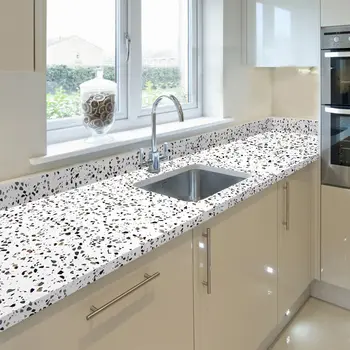 หินแกรนิต PVC Self กาววอลล์เปเปอร์กันน้ํา Terrazzo Peel และ Stick สติกเกอร์สําหรับเคาน์เตอร์ครัว Home Decals สติ๊กเกอร์ติดผนัง 1