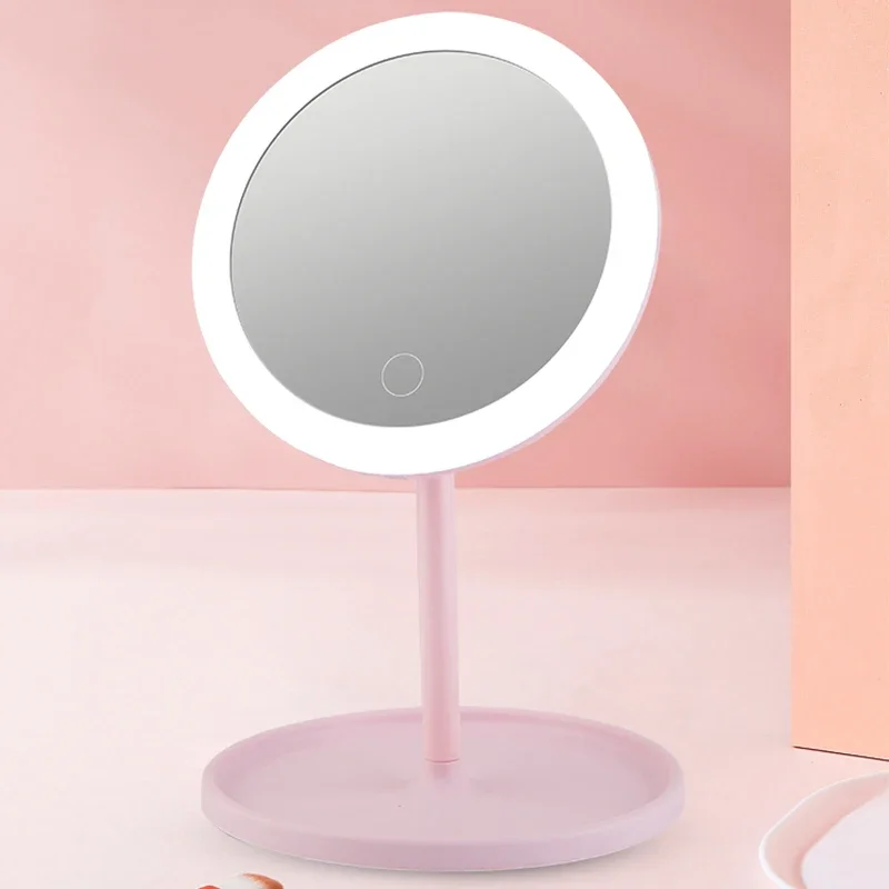 Makeup Mirror Vanity Cosmetic Mirror Storage Base USB Rechargeable Detachable 3 levels LED Portable