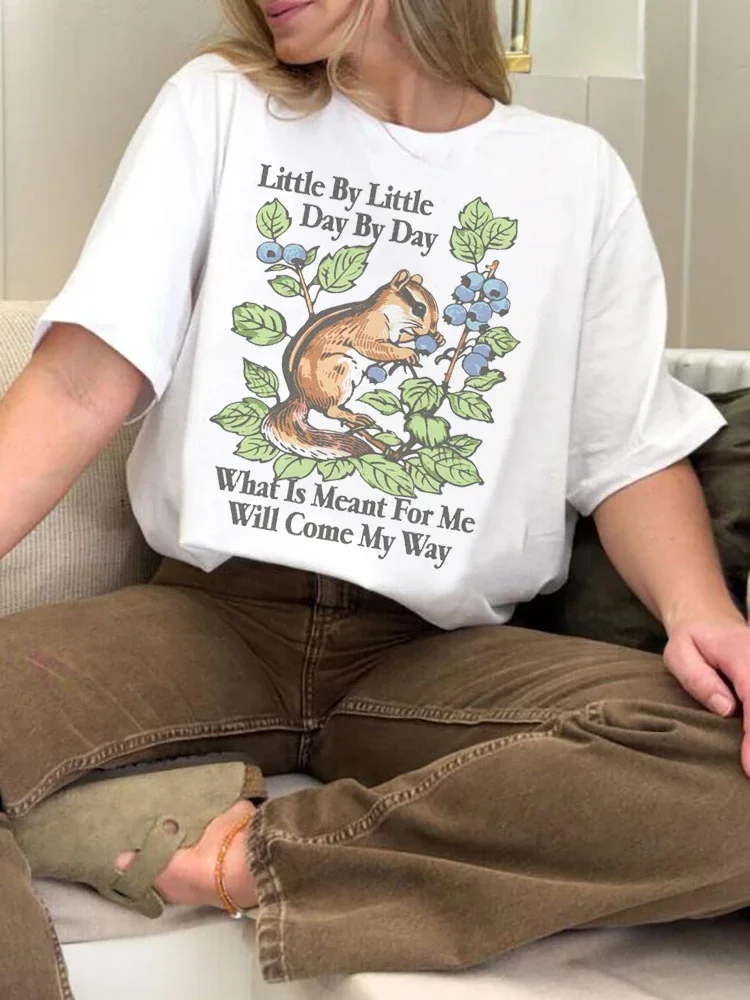 

Милая женская футболка в стиле Харадзюку с принтом животных, женская очень большая футболка с мультяшным принтом и круглым вырезом, повседневная женская футболка.