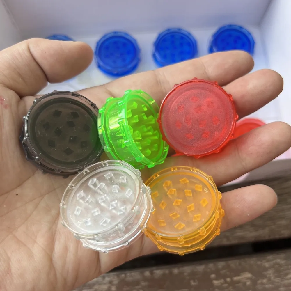 Herb Grinder Tobacco Grinder Manual Spice Grinder 48Pcs/Pack 35MM 2Layers Plastic Pepper Mill Spice Crusher Hand Muller Smoking Grinder Mixed Color