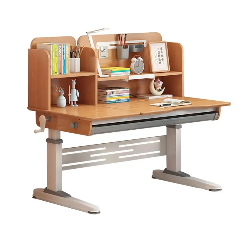 Household Wooden Student Desk Table Height Adjustable, Ergonomic Children School Writing Desk Wooden Study Table