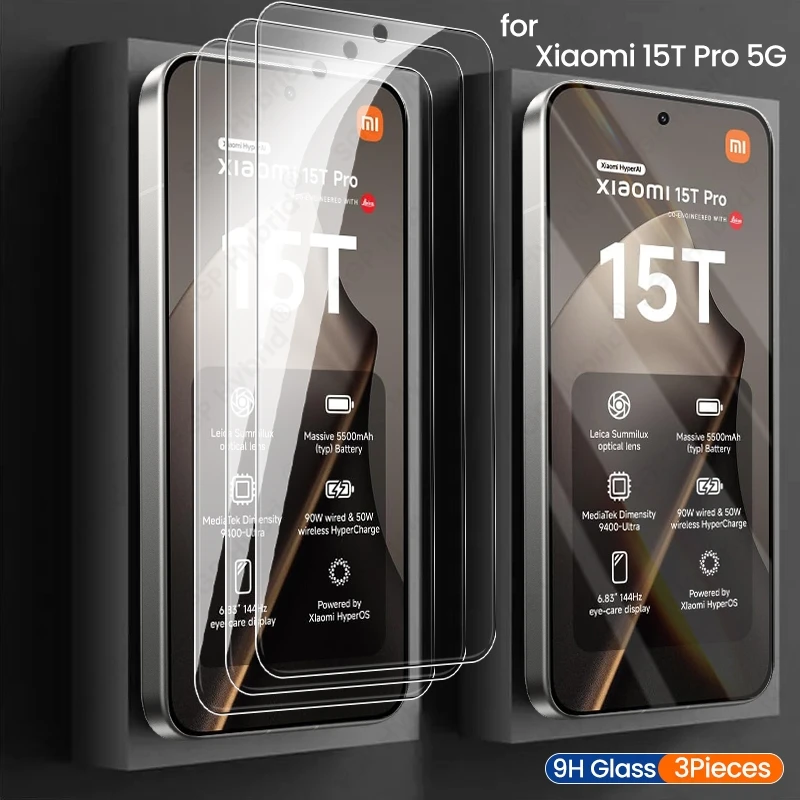 3 шт. Повне покриття із загартованого скла 9H для Xiaomi 15T 15 T Pro 15TPro 5G 2506BPN68G 6,83 дюйма Плівка для телефону
