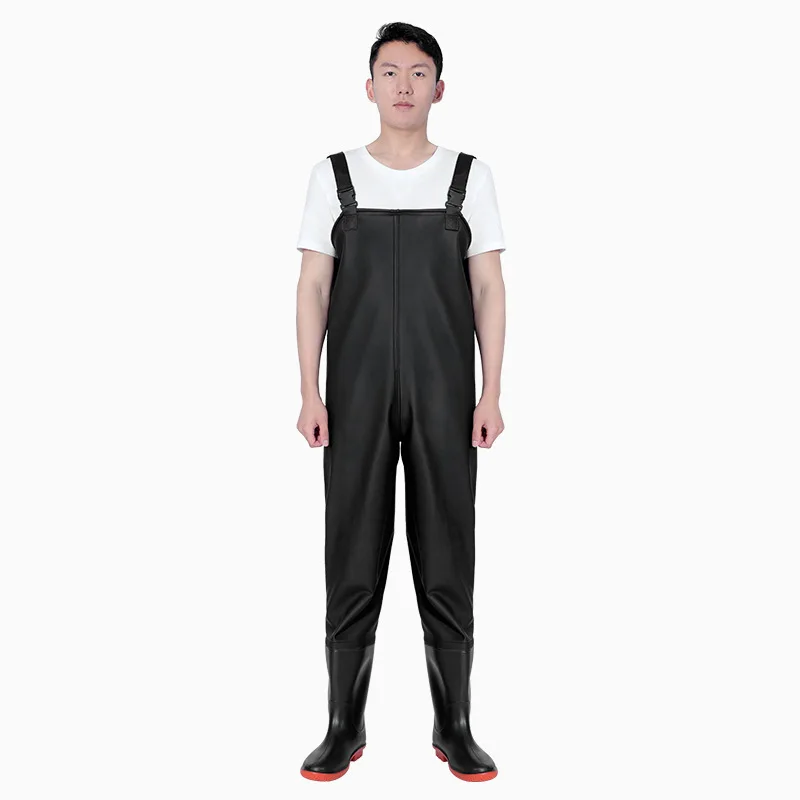 Fashion Adjustable Fishing Waders-Waterproof Fishing Pants with Bootfoot Shoes Outdoors Man Water Accessories,Black