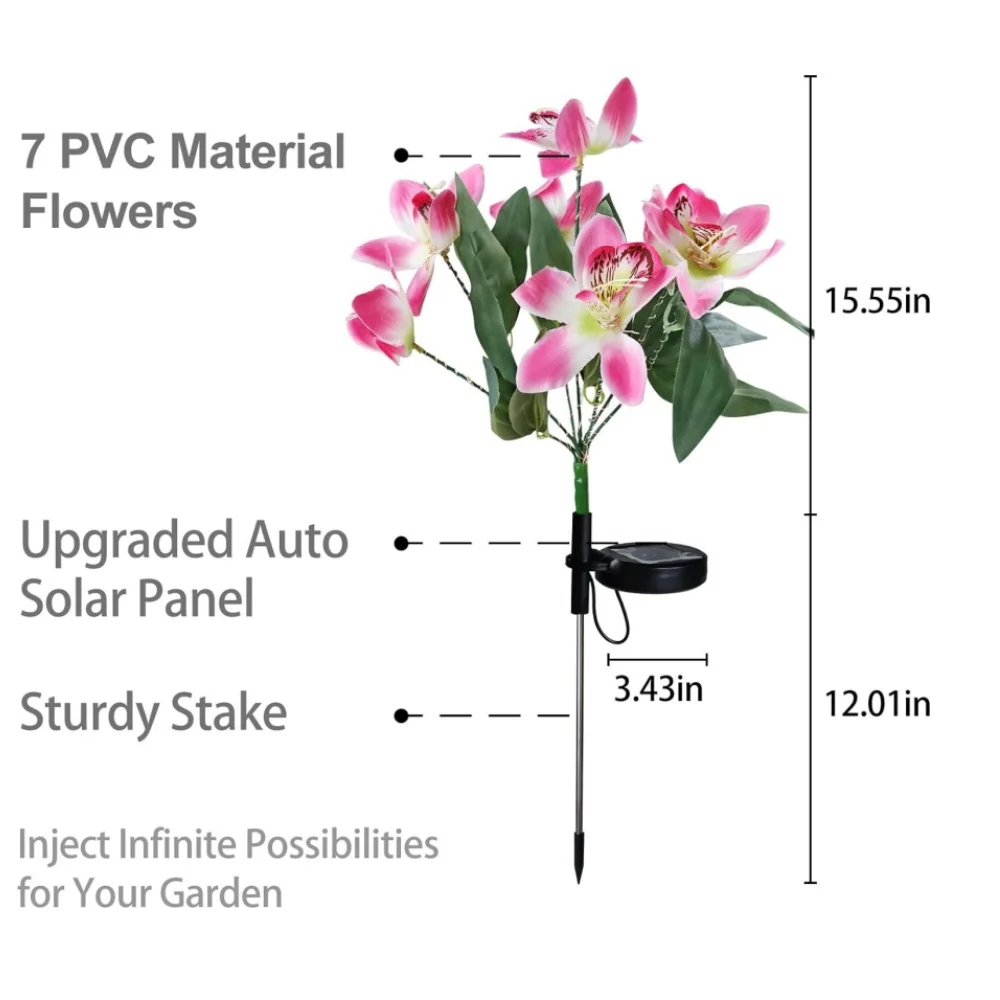 Outdoor Solar Orchid Lights LED landscape Lamp Waterproof Lawn Lamp for Villa Aisle Corridor Garden Holiday Christmas Decoration 4