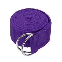 Adjustable Yoga Stretch Strap with Metal D - Ring Buckle for Enhanced Flexibility and Exercise (Purple)