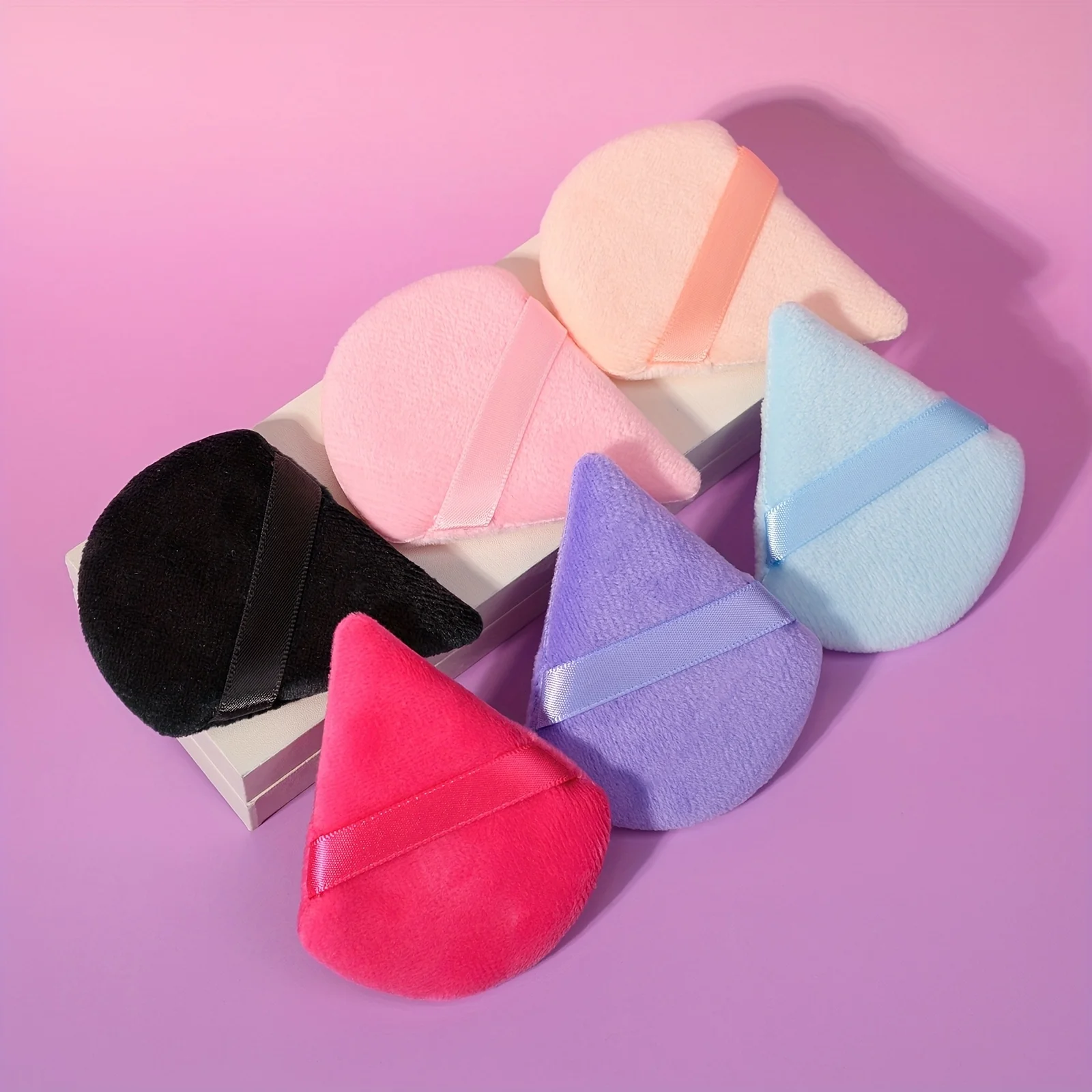 16-56Pcs Triangle Powder Puff Bulk Pack - Velour Hydrophilic /Loose Powder | Disposable Travel Kit for All Skin Tones