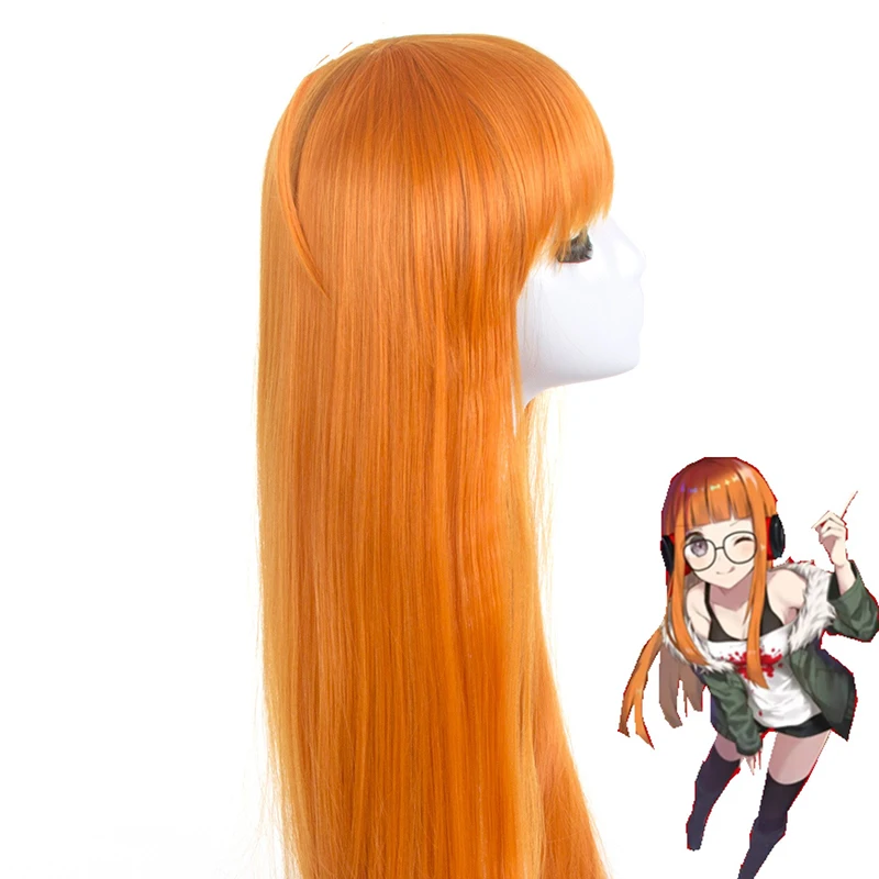 Persona 5 Futaba Sakura Pink Long Straight Hair Cosplay Wig
