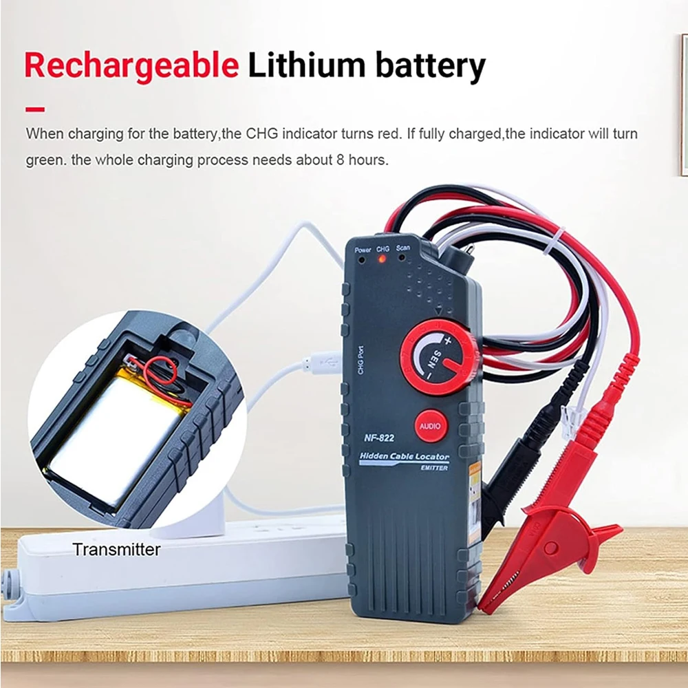 Noyafa NF-820 Underground Cable Tracker Anti-Interference Cable Locator High & Low Voltage Wire Tracker Network Tools 6