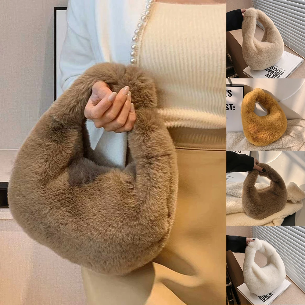 

New Plush Tote Bag Women's Bag 2023 Fashion High Capacity Women's Shoulder Bag Soft Plush Handbag Crossbody Bag Winter