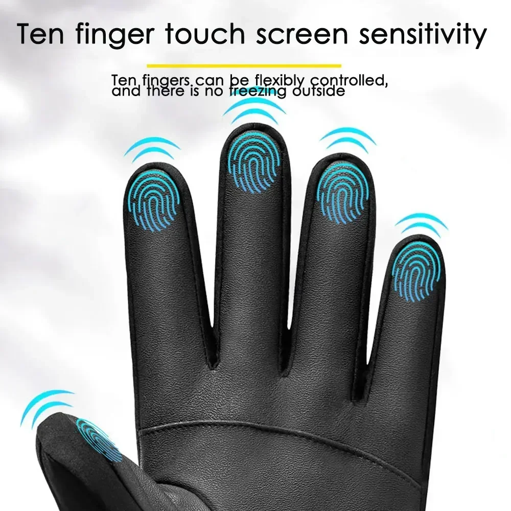 Men Winter Waterproof Cycling Gloves Outdoor Sports Running Motorcycle Ski Touch Screen Fleece Gloves Non-slip Warm Full Fingers cycling gloves