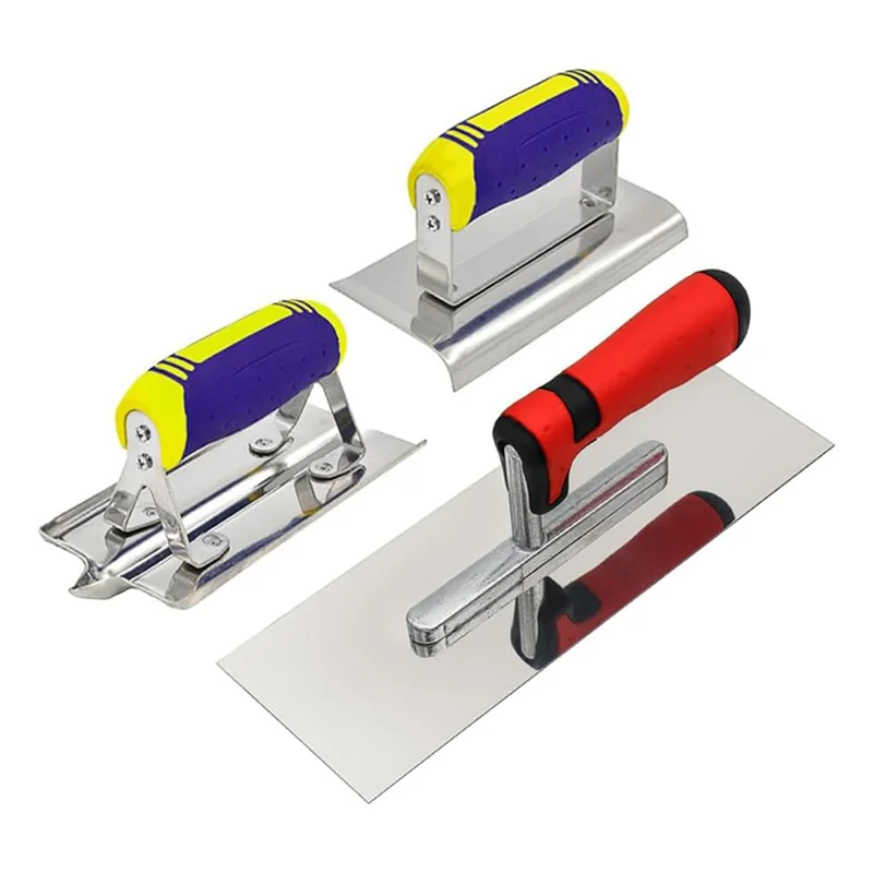 مجموعة أدوات الخرسانة مكونة من 3 قطع من الفولاذ المقاوم للصدأ بمقبض مسطح ومجموعة أسمنتية لبناء البناء