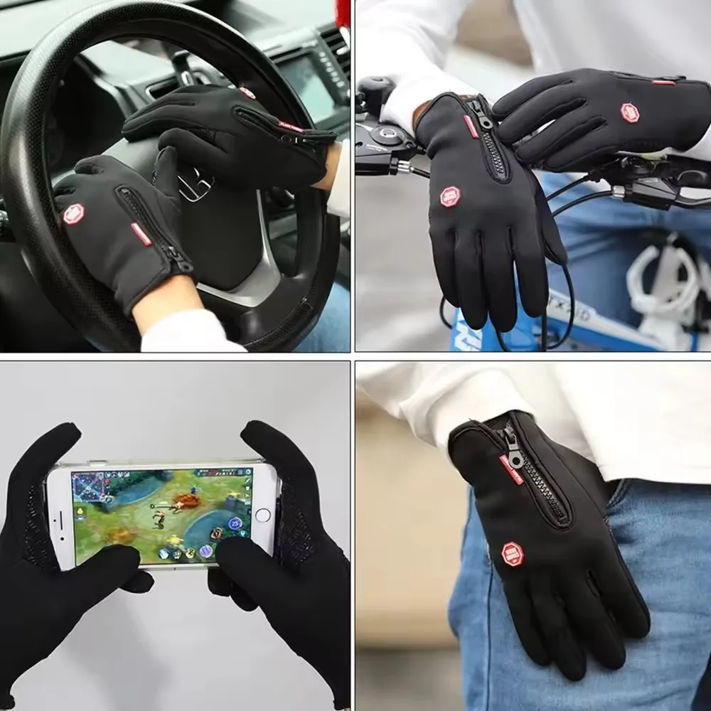 Warm Winter Motorcycle Gloves for Men And Women Waterproof Thermal Touchscreen Compatible Anti-slip Biker Gym Cycling Gloves 4