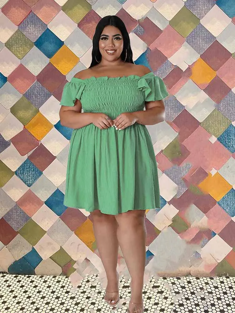 Dress Plus Size Women Summer Sexy Short Dresses Preppy Sweet Ladies Off The  Shoulder Ruffle Dress Wholesale Bulk Dropshipping - Plus Size Dresses -  AliExpress