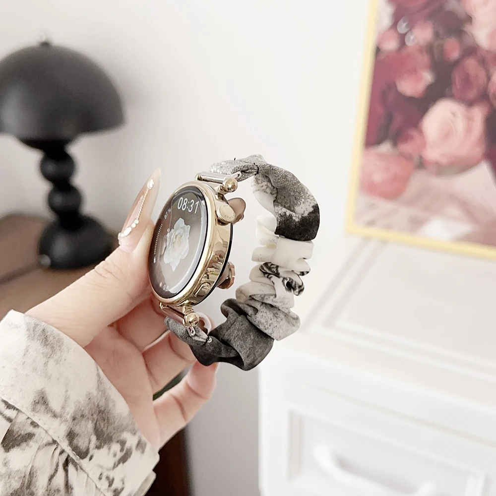 Elegant 18mm Dressy Printed Fabric Watch Band Bracelet