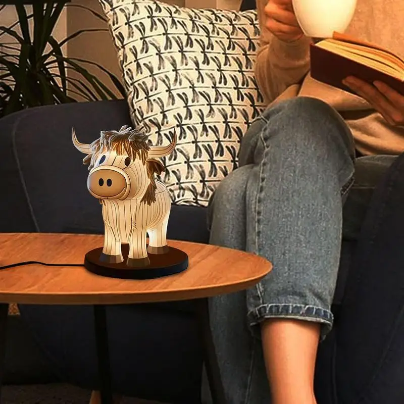 암소 테이블 램프 책상 램프, 거실용 서양 램프, 귀여운 하이랜드 암소 램프, 성인용 동물 램프, 암소 조명, 빈티지 테이블