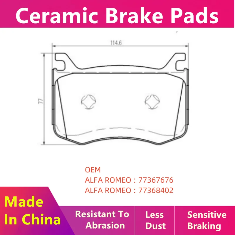 Ceramic Front Brake Pads For Alfa Romeo Giulia Stelvio/Auto Parts 77367676 77368402
