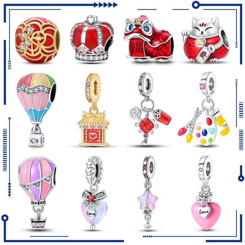

2024 Original New in New Year Atmosphere Charm Beads Fits Pandora Charms Bracelet Women 925 Silver Pendant Bead DIY Jewelry Gift