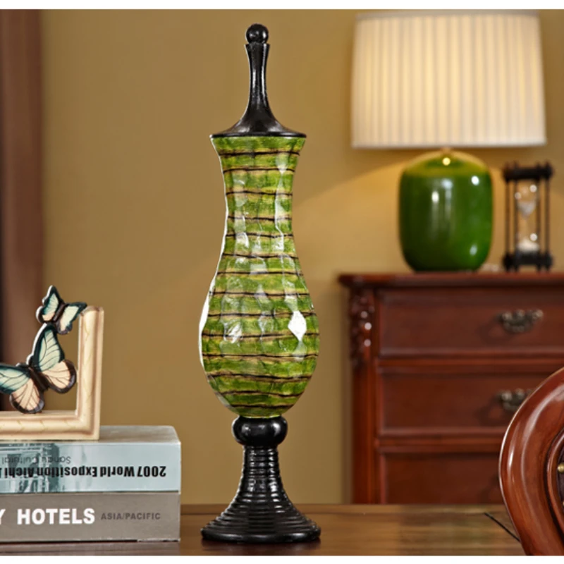 

Retro Porcelain Artistic Ornament Decorative Jar for Wine Cabinet Electroplated Craftsmanship Desktop Decoration Flower Vase