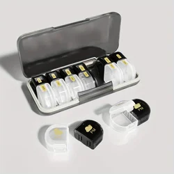 Jumbo Dual - Daily Pill Organizer with 14 Portable Compartments and Detachable Design (Black White)
