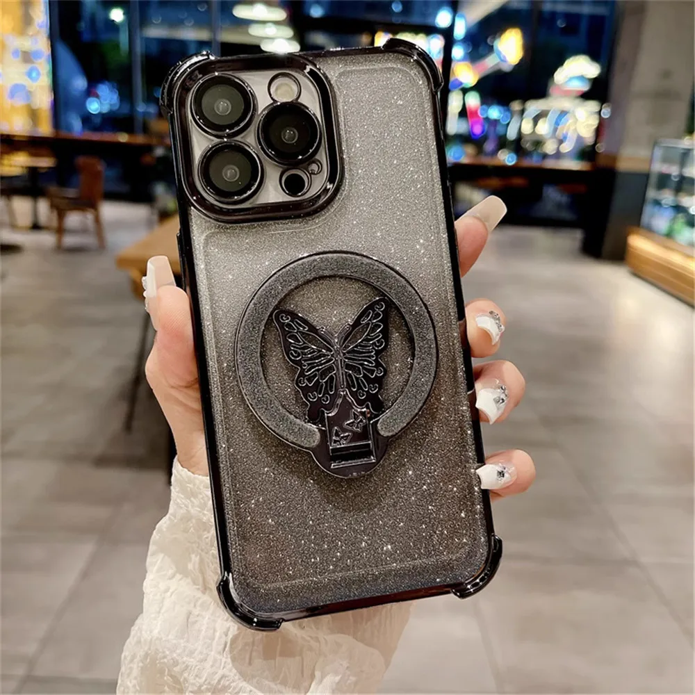 Butterfly Bracket Plating Glitter Shockproof Phone Case