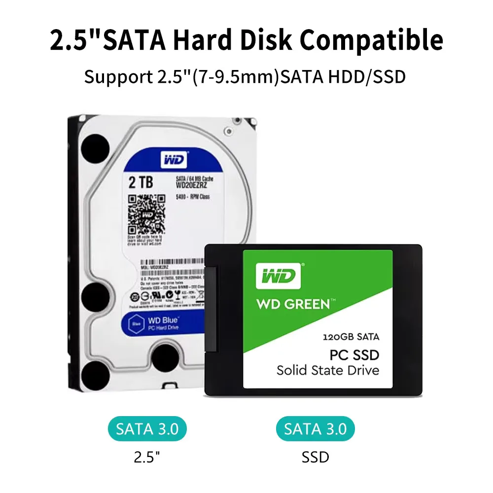 Yottamaster USB 3.0 어댑터 하드 디스크 케이스 6Gbps UASP 하드 드라이브 인클로저 (윈도우, 맥, 리눅스용) 2.5인치 HDD 인클로저 SATA