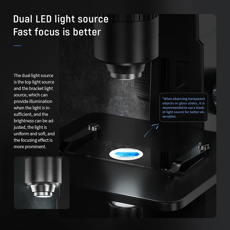 2000X Biological Microscope Dual Lens WiFi USB Digital Microscope Wireless HD Endoscope Camera With 11 LED for IOS Android PC 4