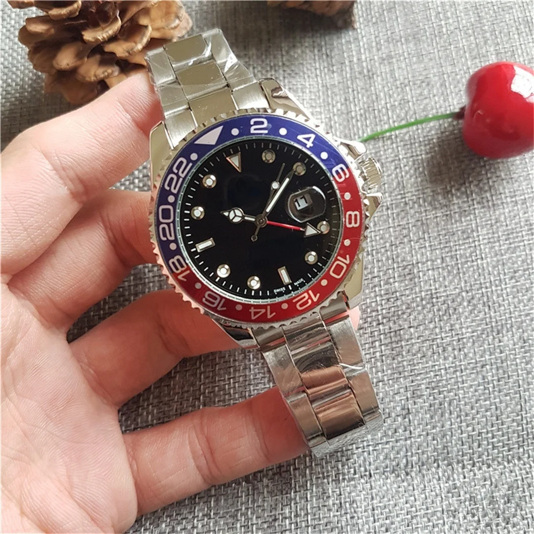 Часы наручные GMT Мужские кварцевые роскошные брендовые водонепроницаемые