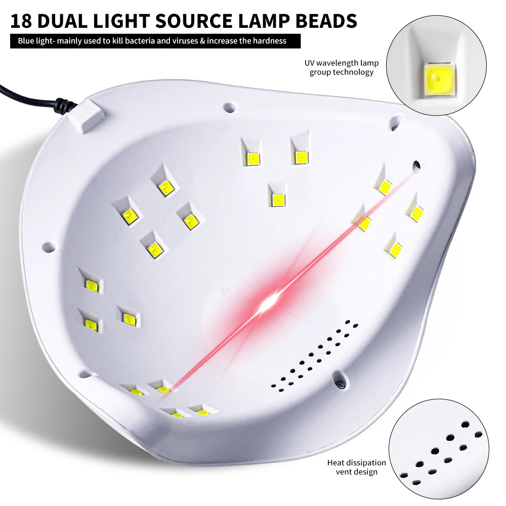 전문가용 UV LED 네일 램프 USB 편리한 네일 건조기 네일 젤 폴리쉬 경화 램프 타이머 및 센서 포함 매니큐어 도구
