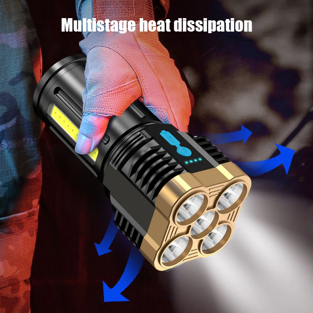 

ZK30 Portable High Power Four-cell LED Torch USB Rechargeable Powerful LED Torch Super Bright Torch COB Light Camping Lantern