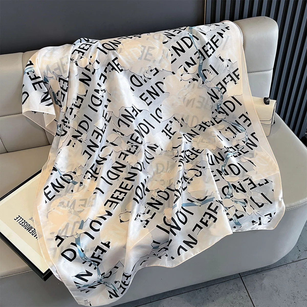 New Women Scarves Spring Summer Autumn Luxury Print Thin Light Satin Scarf Fashion Wrap Shawls 55 Colors Elegant Bandana Poncho - 3
