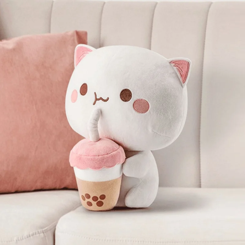 

30cm Bubu And Dudu Mitao Cat Drink Milk Tea Cute Animal Plush Doll Toys Stuffed Throw Pillow Sofa Back Cushion Girls Xmas Gifts