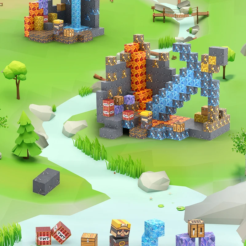 Description Picture 3 of itemHot Minecraft Magnetic Building Blocks-216 PCS Magnet World Sword&Pickaxe Mine Dark Caverns World Toys, Magnetic Toys for Girls