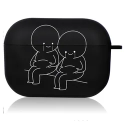 Creative Line Art Black Airpod Case - Cute Cartoon Design - Airpods Pro (17)