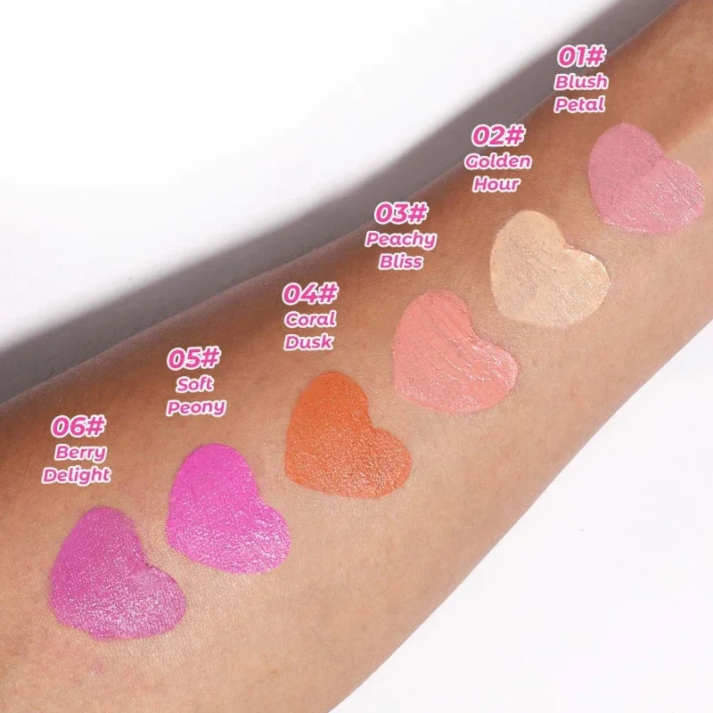 Cream Blush Stick Multi-purpose Heart-shape Blush Cream Stick Shadow Blush Lipstick 3 in 1 Contour Stick Peach Cheek Tint Makeup 6