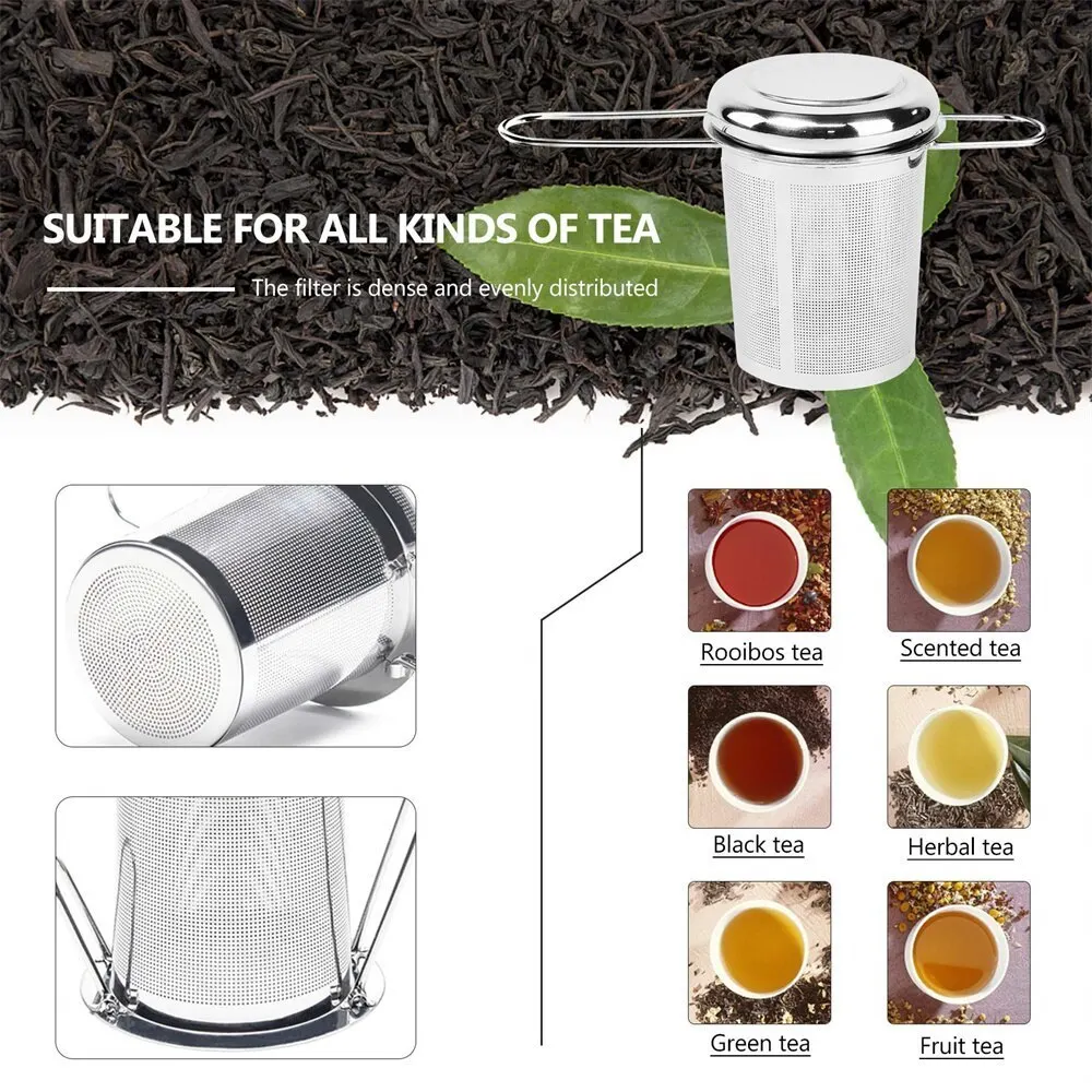 Reusable Mesh Tea Infuser with Lid Stainless Steel Cup Strainer Loose Leaf Spice Filter for Teapots Mugs Cup to Steep Tea Coffee tea infuser tea strainer tea filter