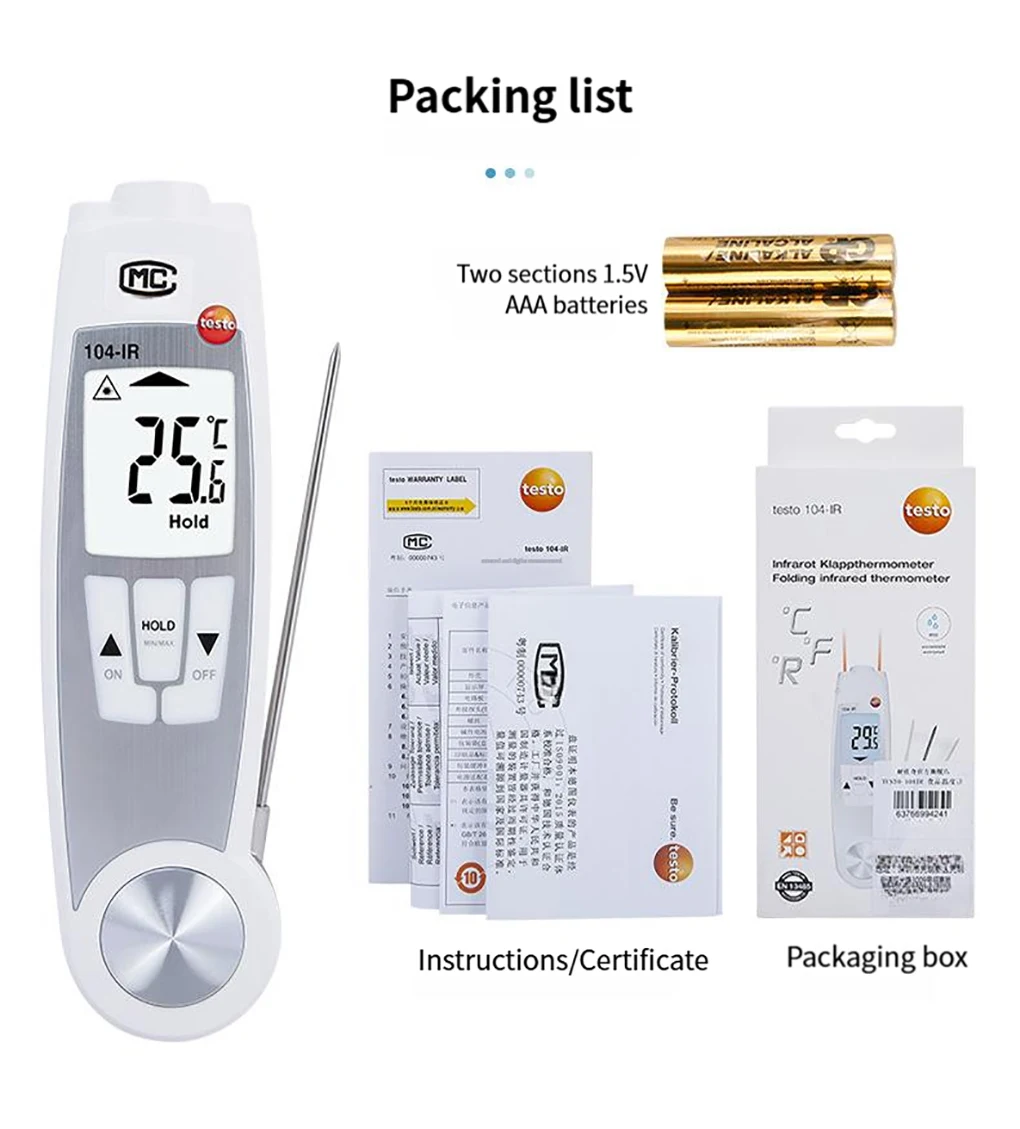 Testo 104-IR Folding Food Thermometer Multi-purpose Infrared and Penetration Pro