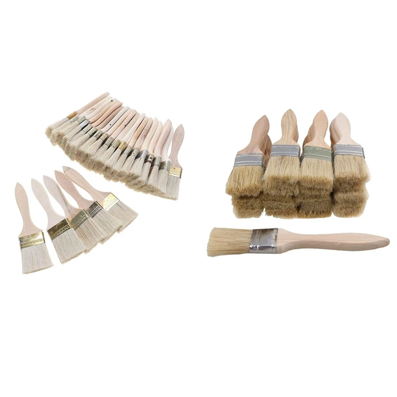 

48 Pcs Paint Brushes And Chip Paint Brushes Paint Stains Varnishes Glues And Gesso, 24 Pcs 35Mm & 24 Pcs 48 Mm