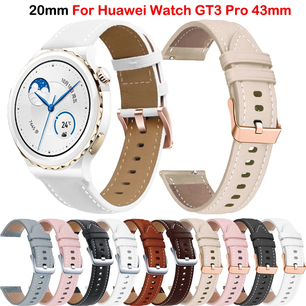 

Ремешок кожаный для Huawei Watch GT 3 Pro, сменный Браслет для часов Huawei Watch GT 3 Pro 43 мм, GT2, GT3, GT 2 42 мм