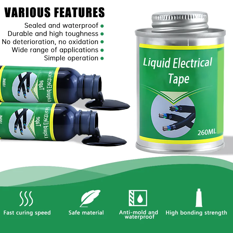 100ml/260ml Waterproof Liquid Electrical Tape Insulating Tape Rubber Liquid Insulation Wire Cable Coat Fix Line Glue Sealant electrical tape electrical insulating tape electrical repair liquid electrical sealant