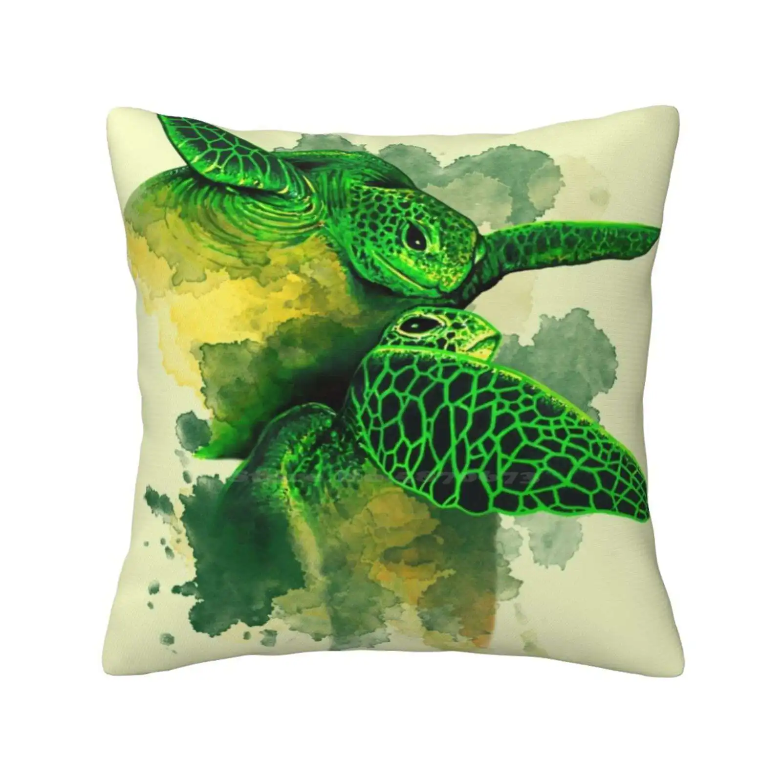 Gliding The Green Fashion Sofa Throw Pillow Cover Federa Ocean Sea Water Green Splash Pattern Swim Turtles Texta Sharpie